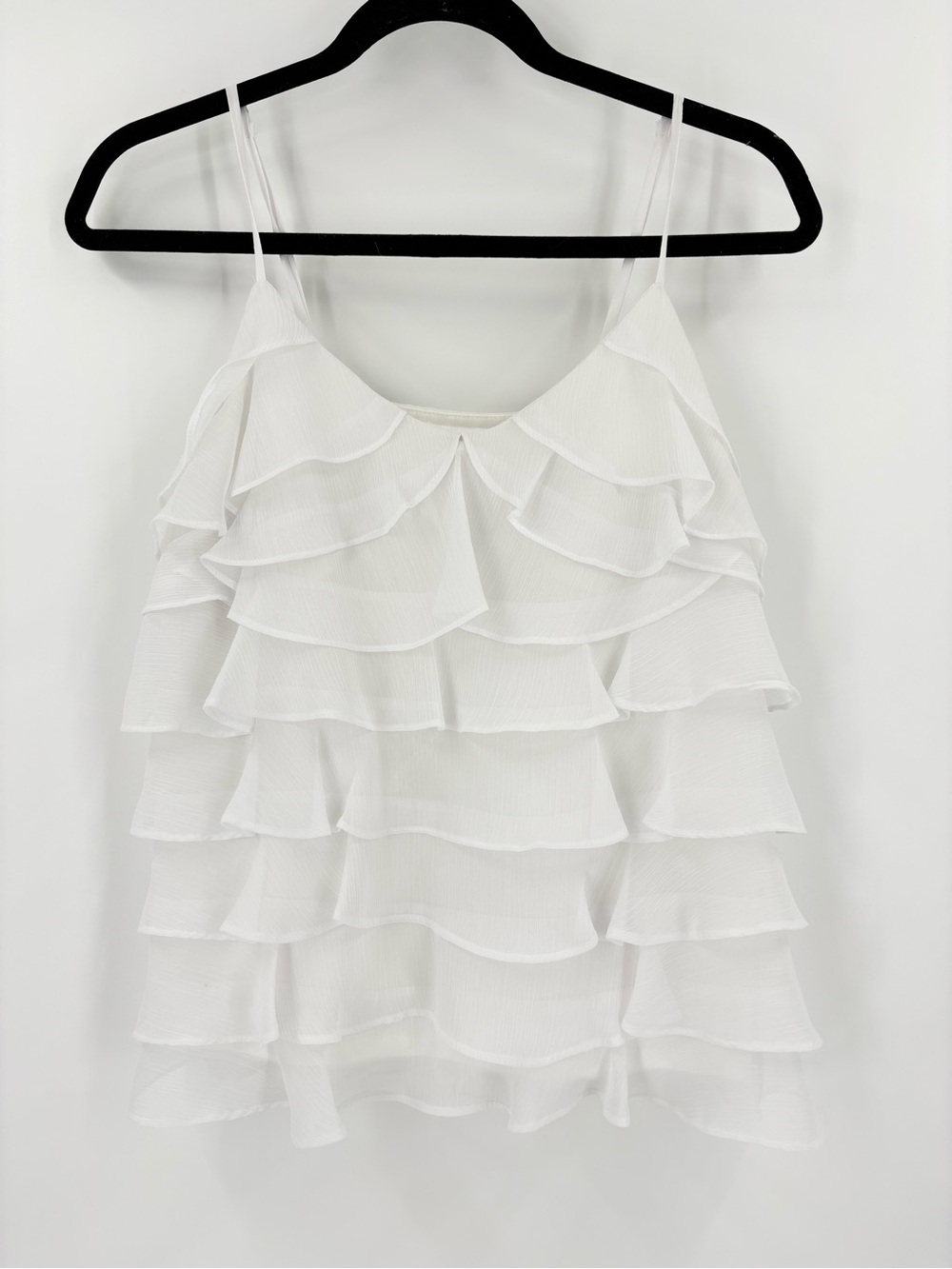Candies Y2K White Tiered Ruffle Cami Tank NWOT Party Date Coquette Top Large